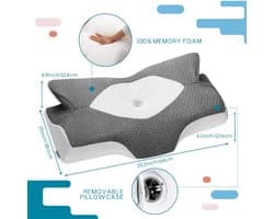 Hoofdkussen- Orthopedische Memory Foam Kussen-Verstelbaar Contour Kussen-Ergonomisch Bedkussen Voor Zij-, Rug- En Buikslapers-Donkergrijs.