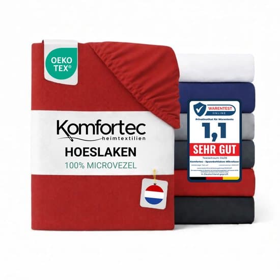 Komfortec Hoeslaken 180x200 cm - tot 30cm Matrashoogte - Rondom Elastiek - Rood