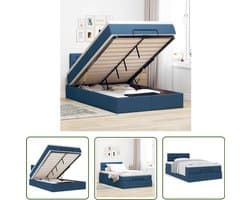 vidaXL Boxspring - Bed Frame - Bed met matras 120x200 cm stof blauw - Slaapcomfort - Pocketvering - Matras Topper