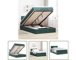 vidaXL Boxspring Bed - Ottoman Bed - Ottoman bed met matras 120x200cm fluweel donkergroen - Tweepersoonsbed - Slaapcomfort - Opbergruimte