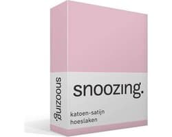 Snoozing - Katoen-satijn - Hoeslaken - Tweepersoons - 120x220 cm - Roze