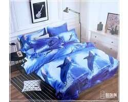Dekbedovertrek - Micropercal - Soepel & Zacht - Tweepersoons - 200 x 200(220) cm - Dolfijn