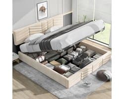 STILVORA Tweepersoonsbedden - 160x200 cm - Bed Met Lades En Lattenbodem - Eenvoudige Montage En Handige Opbergruimte - Fluweel - Beige