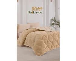 Dekbed zonder overtrek - Beige - 200x200 cm - Tweepersoons - 2 in 1 Dekbed - Teddy - Zacht & Hypoallergeen - 4 Seizoenen - Dubbelzijdig - Wasbaar - Ultra Soft - De Linde Home