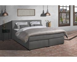 Anno 1588 - Boxspring Amsterdam - Pocketvering - Antraciet Lederlook - 140x200 cm - Inclusief Dekbed en Kussens