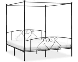 vidaXL - Hemelbedframe - metaal - zwart - 200x200 - cm