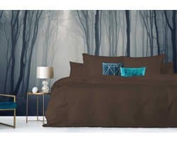 Dekbedovertrek - 200x200/220 - Uni Percal katoen - Met Bies - taupe