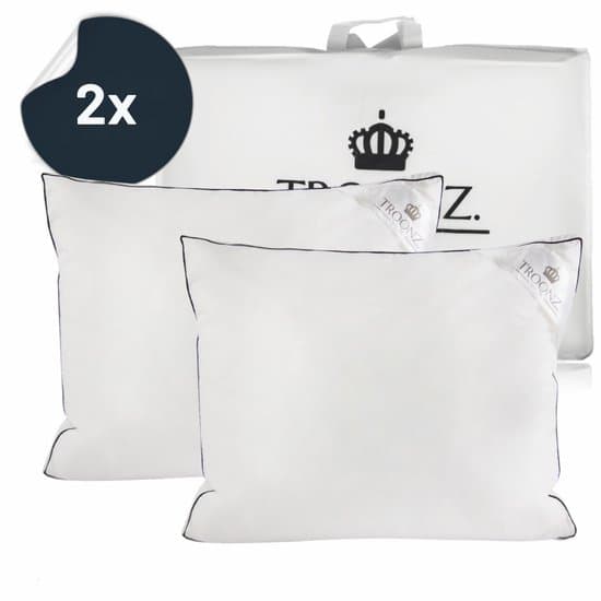 Troonz 2x Hoofdkussen Four dons Bundel - 60x70 cm - Veder Zacht - Rug Zij Buik - Hoofdkussen Dons - Set van 2