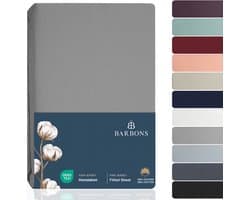 BARBONS hoeslaken 160x200 - hoeslakens Jersey 145 g/m² - 100% katoen - lichtgrijs