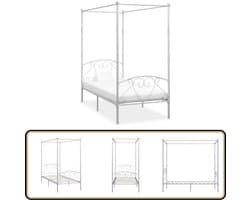 vidaXL Hemelbedframe Wit Metaal 120x200 cm Metalen Hemelbed - Wit Bedframe - Tweepersoons Bed - Slaapcomfort - Design Bed