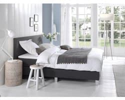 Boxspring Eefje comfort - Antraciet 160x200 7-zone pocket matras, incl. topper en gratis antislip