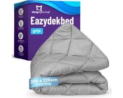 Slaapspeciaal eazydekbed 200x220 cm - Licht Grijs - Dekbed Zonder Overtrek – Gekleurd Dekbed – Hoesloos Dekbed - Extra Lang - Luxe Gelvezels - Anti-Allergisch & Perfect Voor Elk Seizoen - Tweerpersoons Dekbed