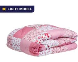 Zelesta Wonderbed Light Patchwork Pink 240x200cm - Dekbed zonder overtrek - 30 dagen proefslapen - Wasbaar hoesloos dekbed - Bedrukt dekbed - Dekbed met print - Zomerdekbed