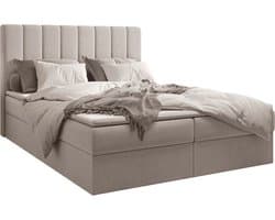 InspireME Boxspring Bed 01 - Bed - Comfortabel topmatras - Met hoofdeindeTot 300KG - Opbergruimte - 140x200 Trinity 32 - Zilver