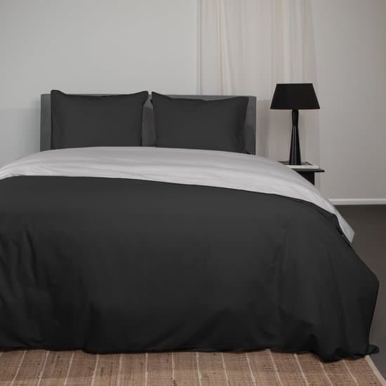 Superieur Dekbedovertrek Twin Face – Zwart / Lichtgrijs - 100% Katoen - 240x200/220cm Lits-Jumeaux – Stoere lichtgijze met zwart dekbedset – adembenemend in uitstraling – optimaal ventilerend en ademend