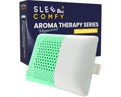 Sleep Comfy - Aromatherapie Serie | Pepermunt - Hoofdkussen Slaapkamer - Orthopedisch - Ergonomisch - Anti Migraine - Anti Nekklachten - Met Pepermunt Kussenspray | 60x40x16 cm