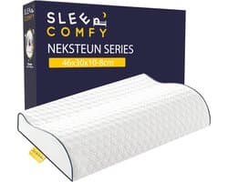Sleep Comfy - Neksteun Serie - Traagschuim Hoofdkussen - Hoofdkussen Slaapkamer - Orthopedisch - Ergonomisch - Anti Nekklachten - Mini Neksteun Visco Pillow | 46x30x10/8 cm