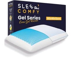 Sleep Comfy - Gel Traagschuim Serie - Hoofdkussen met koelgel - Traagschuim Hoofdkussen - Hoofdkussen Slaapkamer - Anti Nekklachten - Evva Gel Kussen | 60x40x13 cm