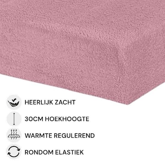 Husch - Teddy Fleece Hoeslaken - 160x200 - Roze