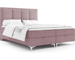 Meuba Home - Jersey Boxspring - Roze - 140x200 - Stof - Met topper 8cm
