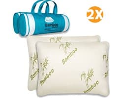Hoofdkussens Bamboe kussen (Set van 2) - Bamboo Kussen Memory Foam - Hoofdkussen Bamboe Tijk - Origineel Bamboo Kussen - Cool Comfort - Memory Foam - Zacht, Koel & Drukverlagend - bamboo pillow | 60x50 cm