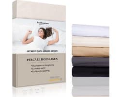 Bed Couture - Percale Hoeslaken van 100% hoogwaardig imperial weave Katoen - Tweepersoons 140x200cm - Hoekhoogte 30cm - Ultra zacht en soepel - Ecru