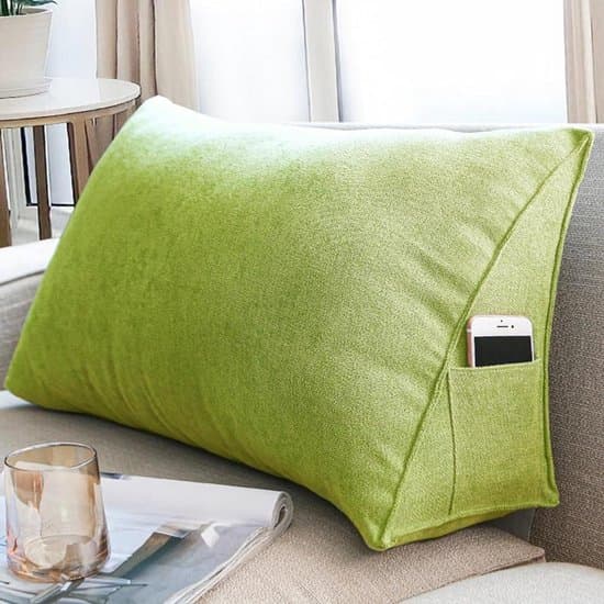 Wigkussen - Leeskussen Rugsteun - Ontspannen Zitten - Ergonomisch Driehoekig Ontwerp - 70x35x20cm - Groen