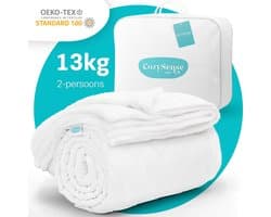 CozySense® Verzwaringsdeken 13 kg - 2-persoons - Weighted Blanket - Zwaartedeken met GLASS-Flow® Drukverdeling - Inclusief Wasbare Hoes - 200x200 cm - Wit