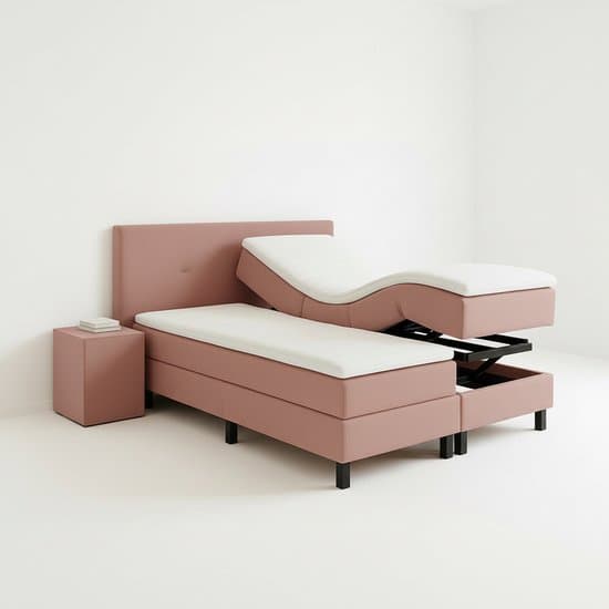 Boxspring VitaLift – Hoog-Laag Bed 2-Persoons Elektrisch Verstelbaar 160x210 cm – Verzorgingsbed / Seniorenbed – Oudroze