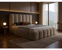 TESSA Luxe Tweepersoonsbed – 200x200 cm – Modern Gestoffeerd Bed met Magic Velvet Fluweel, Opbergruimte en Houten Lattenbodem – Elegant Halfrond Design voor Slaapkamer, Functioneel en Comfortabel-Novihome