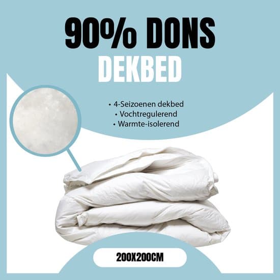 Eleganzzz 4 Seizoenen Donzen Dekbed - 200x200 cm - 90% Eendendons - Zomerdekbed & Winterdekbed - Donsdeken 200x200 - Tweepersoons - Dekbedden