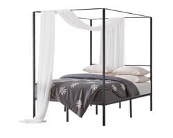 Metalen Hemelbed - Bedframe - Tweepersoons - Draagvermogen 360 kg - Robuuste Stalen Lattenbodem - Opbergruimte Onder Het Bed - Geen Boxspring Vereist - Zwart