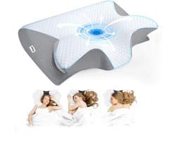 Maqi Living® Hoofdkussen Memory Foam voor Nekklachten Aura – Orthopedisch & Ergonomisch kussen - Geschikt voor rug-, zij- en buikslapers - Traagschuim - Wit