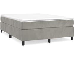 vidaXL - Boxspring - bed - 140x200 - cm - fluweel - lichtgrijs