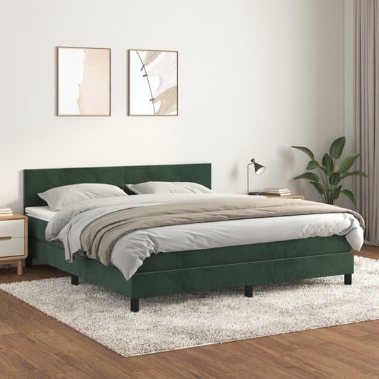vidaXL - Boxspring - met - matras - fluweel - donkergroen - 180x200 - cm