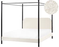 BELIANI DANNEMOIS - Tweepersoonsbed - Gebroken wit - 160x200 cm - Bouclé