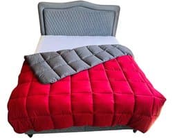 Luxe Hoesloos Dekbed 200x200 cm in Rood en Grijs - Ademend en Wasbaar, Anti-Allergie, 2 Persoons