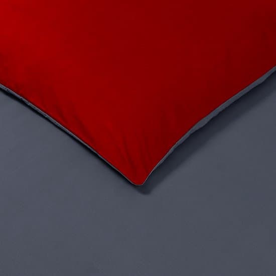 VISION Bicolor - Tweezijdig omkeerbaar Dekbedovertrekset - 100% katoen: zacht en soepel - Kingsize - Dekbedovertrek 260 x 240 cm met 2 bijhorende slopen - Grijs / Rood - Oekotex gecertificeerd
