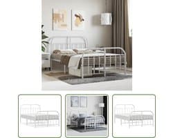 vidaXL Metalen Bedframe - Klassieke Bedframe - Bedframe met hoofd- en voeteneinde metaal wit 120x200 cm - Bedframe Wit - Staal Bedframe - Bedframe 120x200