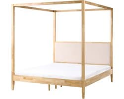 BELIANI HAILLICOURT - Hemelbed - Lichtbruin - 160 x 200 cm - Rubberhout