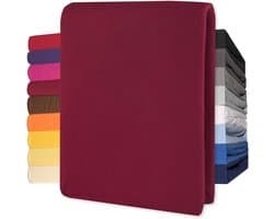 Lucina Hoeslaken Jersey Katoen Stretch 30cm Hoge Hoek - bordeaux 140x200cm - 160x200cm