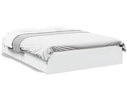Tweepersoonsbed | Dubbelbed | Volwassenenbed | Bedframe met lades bewerkt hout wit 120x190 cm