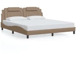 Tweepersoonsbed | Dubbelbed | Volwassenenbed | Bedframe "Viana" zonder matras kunstleer cappuccinokleurig 180x200 cm