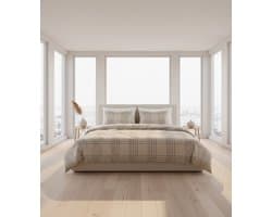 Dekbedovertrek 200x200 - Katoen - Geruit - Creme