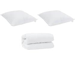 Dekbed met Kussens met kussen 3 st | Beddengoed Wit Microfiber en Dons