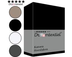 Droomtextiel Luxe Hoeslaken Glad Katoen Zwart Twijfelaar 120x200 cm - Hoogwaardige Kwaliteit - 100% Katoen