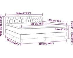 vidaXL - Boxspring - met - matras - en - LED - stof - lichtgrijs - 180x200 - cm