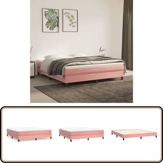 vidaXL - Boxspring - bed - fluweel - roze - 160x200 - cm