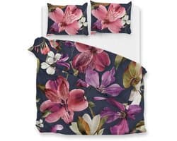 Zohome Dekbedovertrek Nicola - Purple - Bloemen - Dekbedovertrek 200x200/220 cm - 100% Microvezel - Tweepersoons Dekbedovertrek