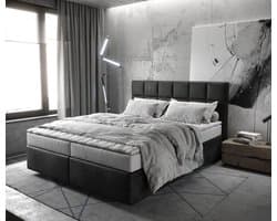 Boxspringbed Dream-Fine microvezel antraciet Vintage 160x200 met matras en topper